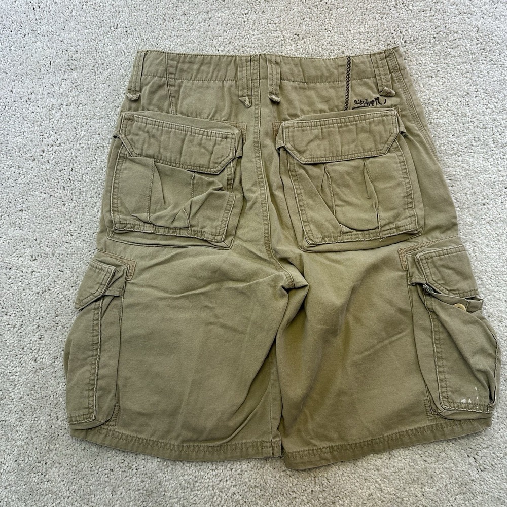 Vtg Quiksilver Mens Beige Cotton Canvas Cargo Shorts Size‎ 30 Y2K baggy skate